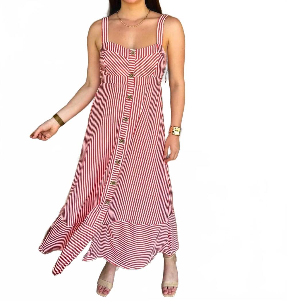 NEW BLU PEPPER sweetheart midi dress in red + cream